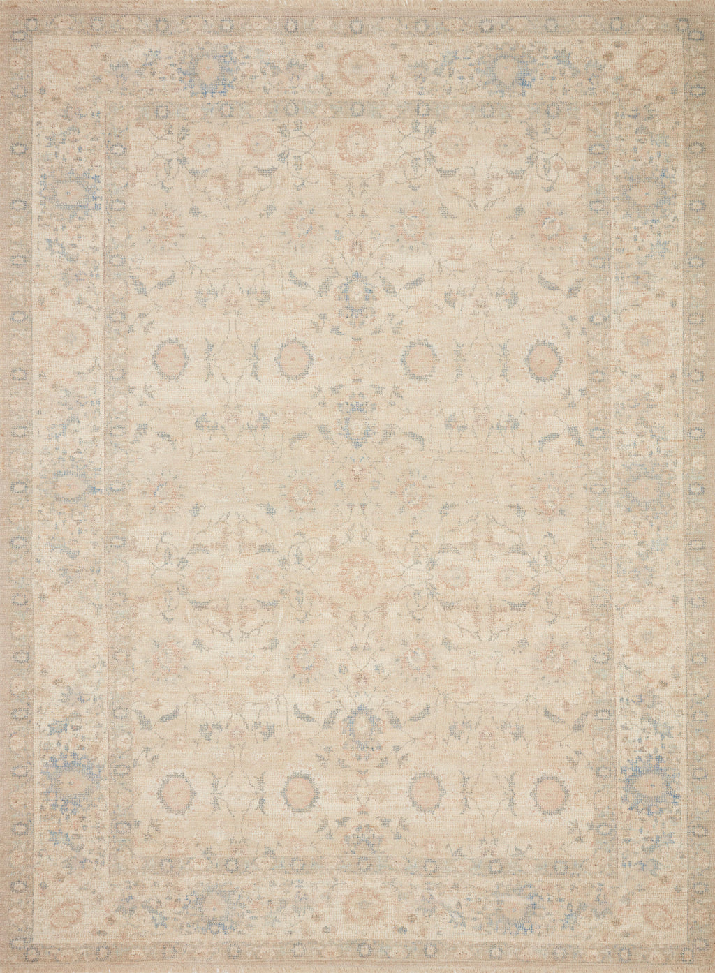 PRIYA Collection Wool/Viscose Rug  in  Natural / Blue Beige Accent Hand-Woven Wool/Viscose