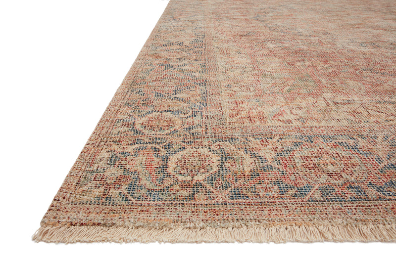PRIYA Collection Wool/Viscose Rug  in  Brick / Navy Red Accent Hand-Woven Wool/Viscose