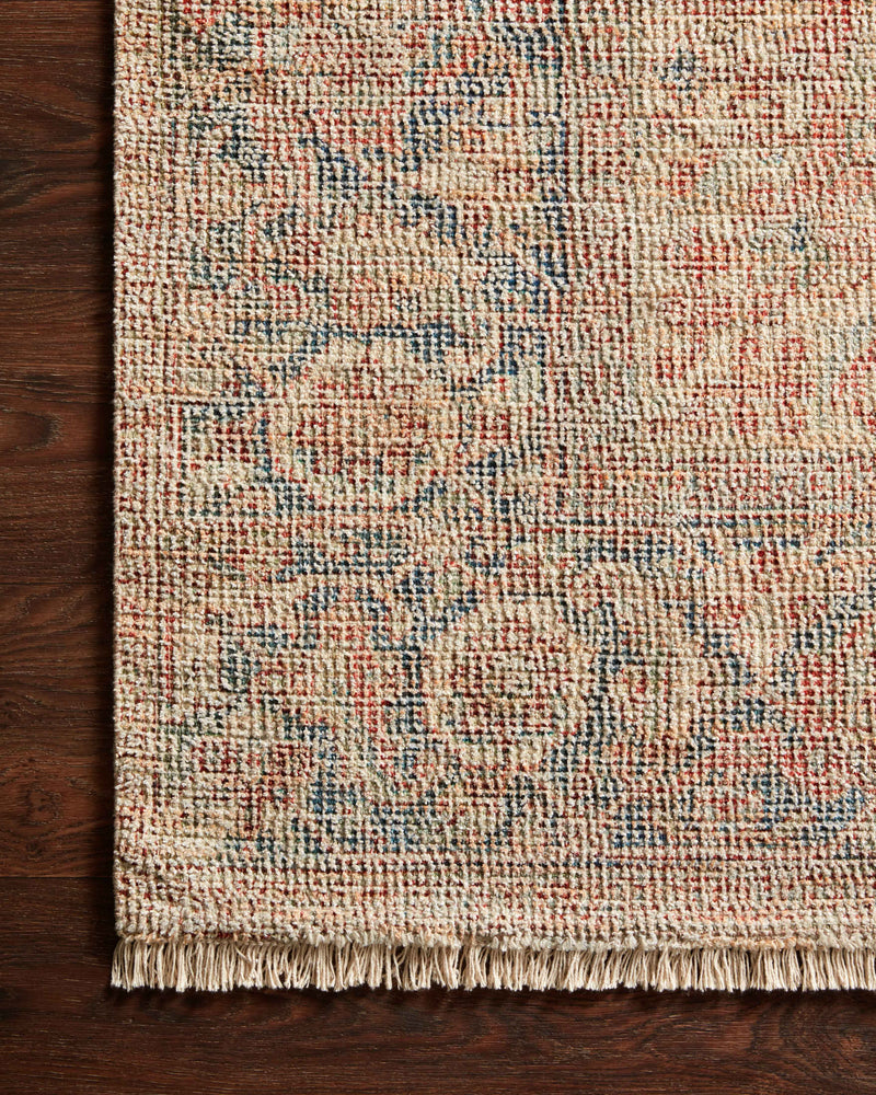 PRIYA Collection Wool/Viscose Rug  in  Brick / Navy Red Accent Hand-Woven Wool/Viscose
