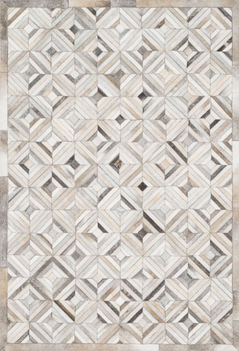 PROMENADE Collection Rug  in  IVORY / GREY Ivory Small Hand-Woven Cowhide