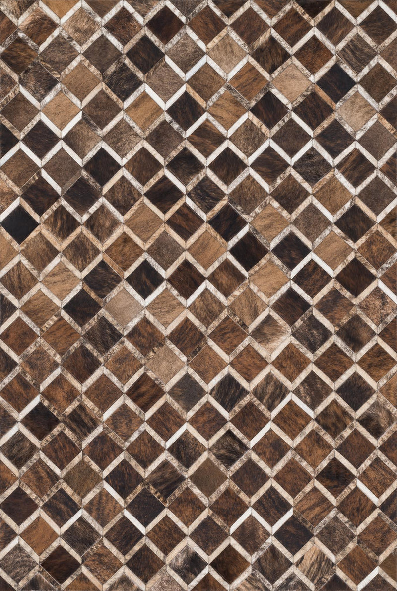 PROMENADE Collection Rug  in  BROWN Brown Small Hand-Woven Cowhide