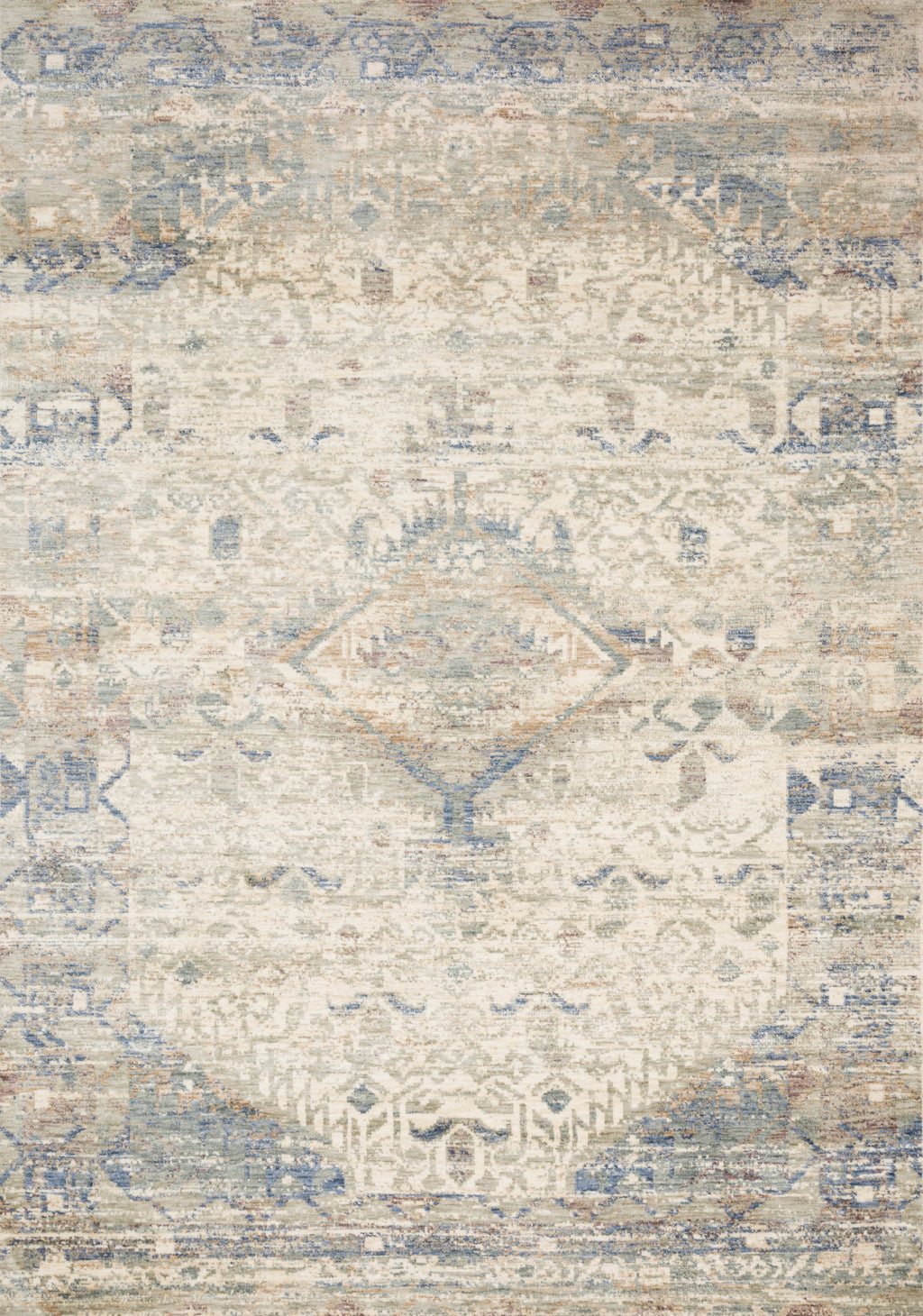 REVERE Collection Rug  in  IVORY / BLUE Ivory Accent Power-Loomed Polyester