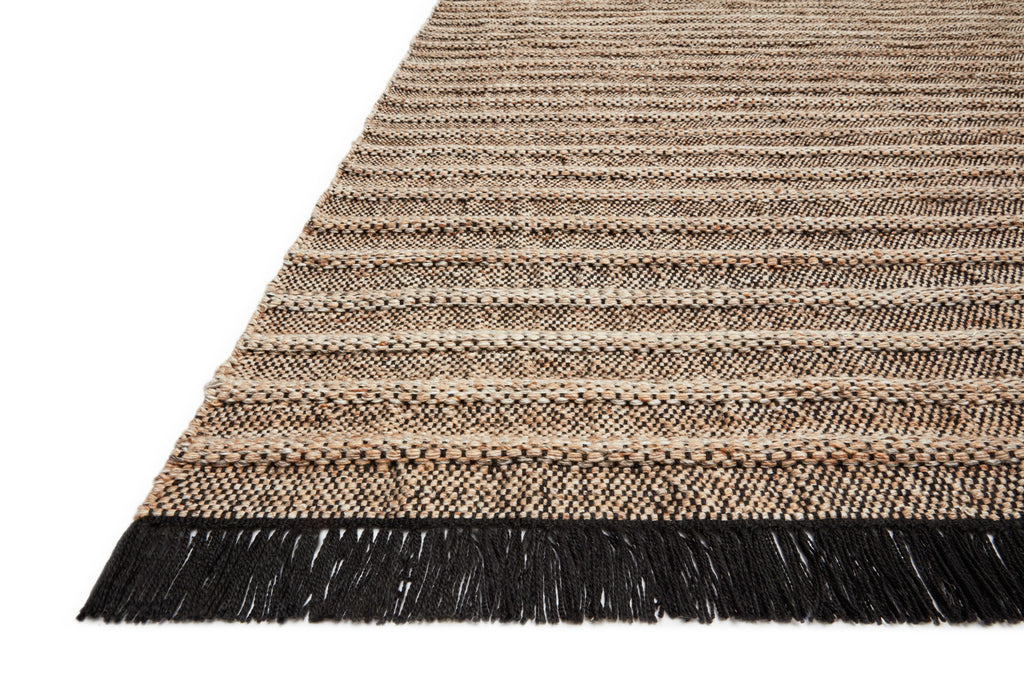 REY Collection Rug  in  CAMEL / BLACK Beige Accent Hand-Woven Polyester