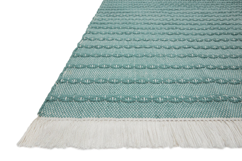 REY Collection Rug  in  SPA / NATURAL Blue Accent Hand-Woven Polyester