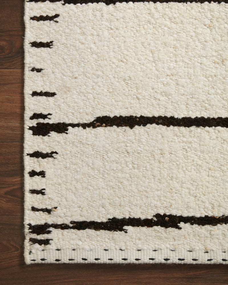 ROMAN Collection Rug  in  IVORY / BLACK Ivory Accent Hand-Woven Viscose/Acrylic