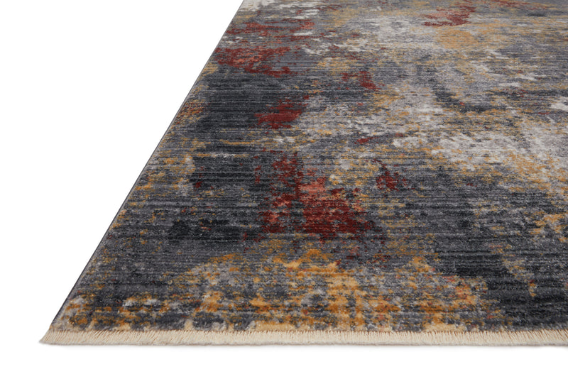 SAMRA Collection Rug  in  Dk. Grey / Spice Brown Accent Power-Loomed Polypropylene
