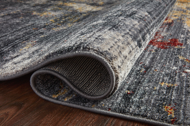 SAMRA Collection Rug  in  Dk. Grey / Spice Brown Accent Power-Loomed Polypropylene