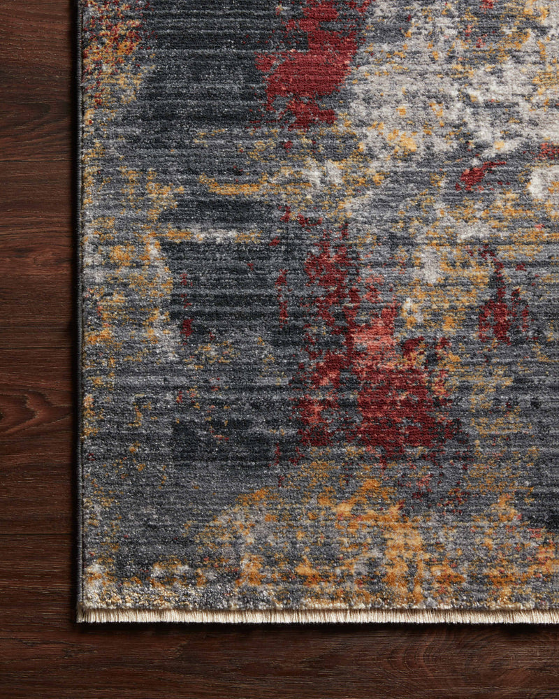 SAMRA Collection Rug  in  Dk. Grey / Spice Brown Accent Power-Loomed Polypropylene