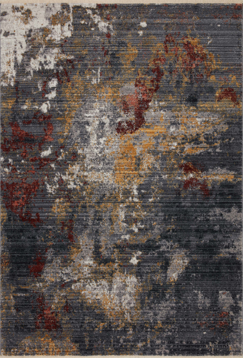 SAMRA Collection Rug  in  Dk. Grey / Spice Brown Accent Power-Loomed Polypropylene