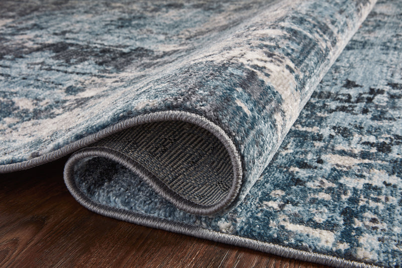 SAMRA Collection Rug  in  Charcoal / Sky Gray Accent Power-Loomed Polypropylene