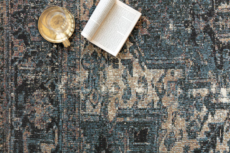 SEBASTIAN Collection Rug  in  OCEAN / MIDNIGHT Blue Accent Power-Loomed Jute/Wool
