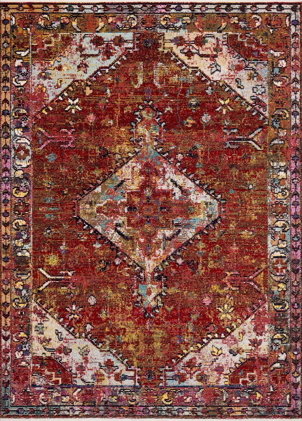 SILVIA Collection Rug  in  RED / MULTI Red Runner Power-Loomed Polypropylene