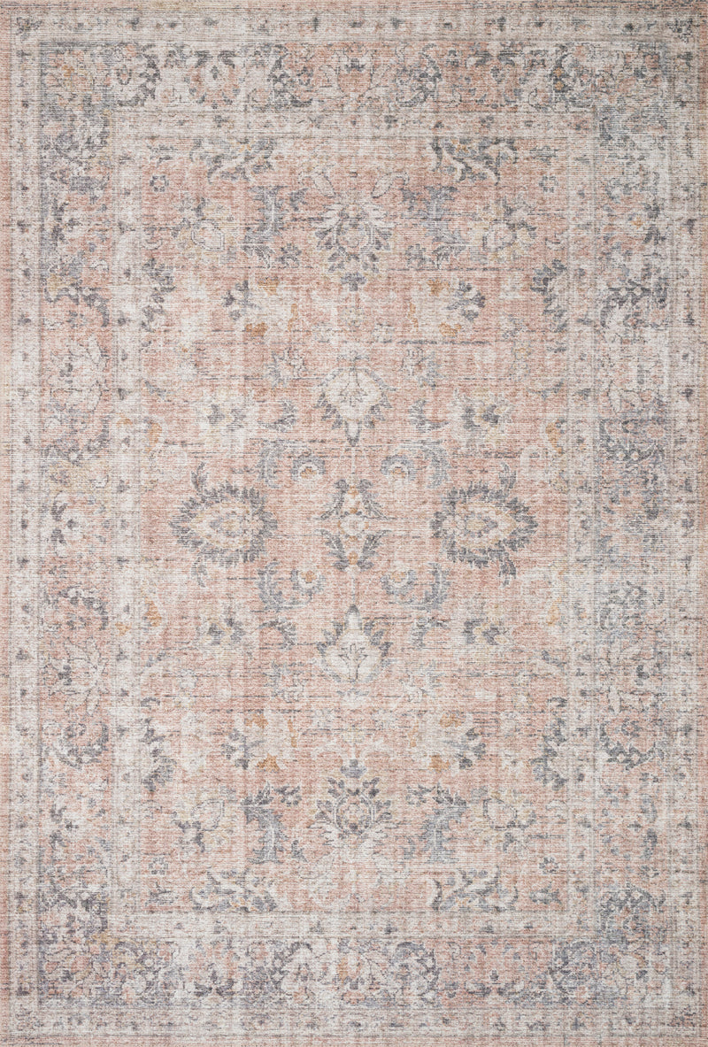 SKYE Collection Rug  in  BLUSH / GREY Red Accent Power-Loomed Polyester