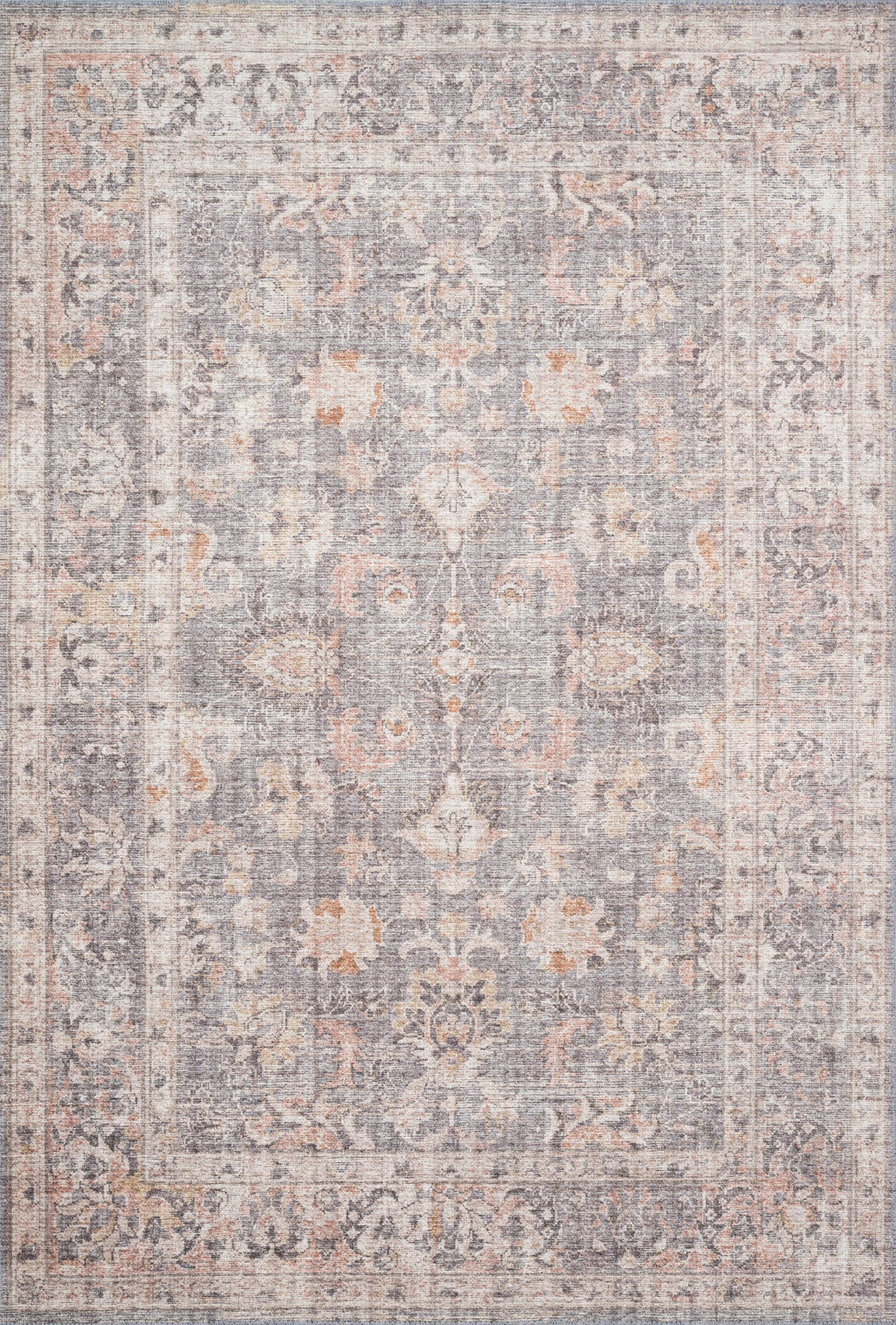 SKYE Collection Rug  in  GREY / APRICOT Gray Accent Power-Loomed Polyester