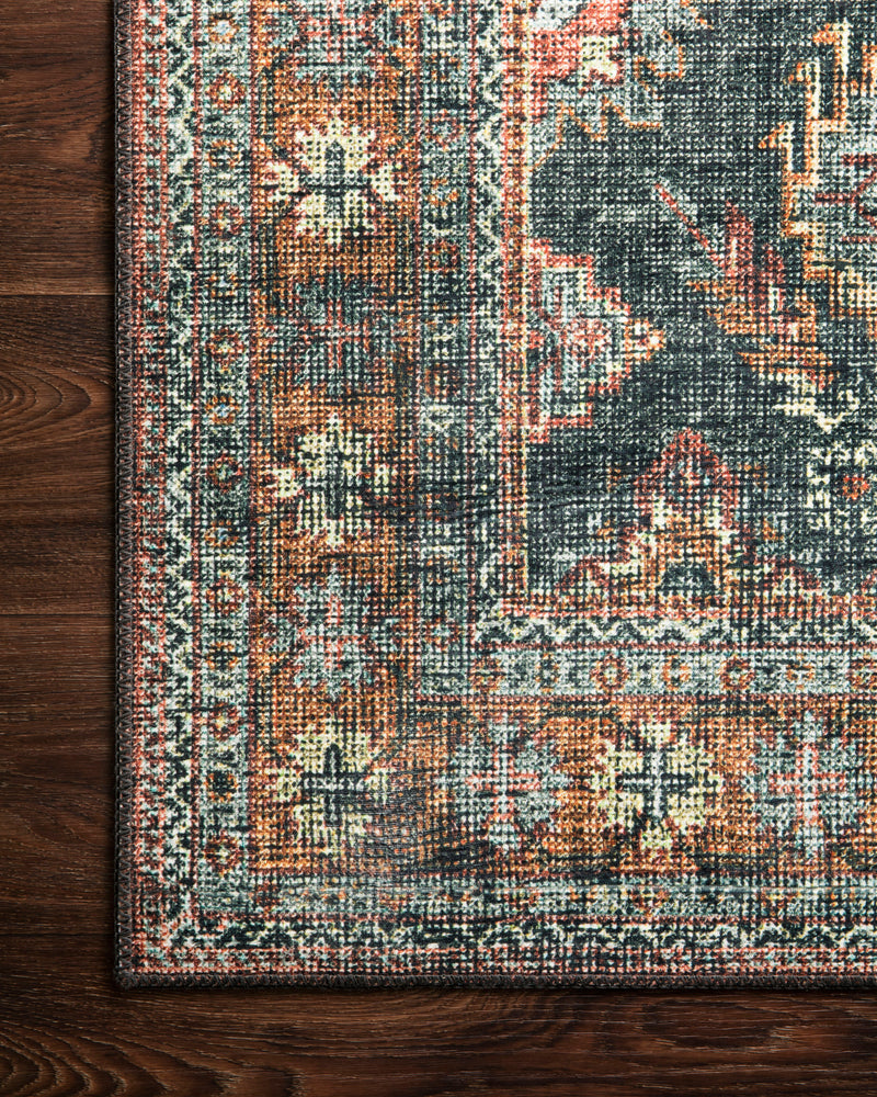 SKYE Collection Rug  in  SEA / RUST Blue Accent Power-Loomed Polyester