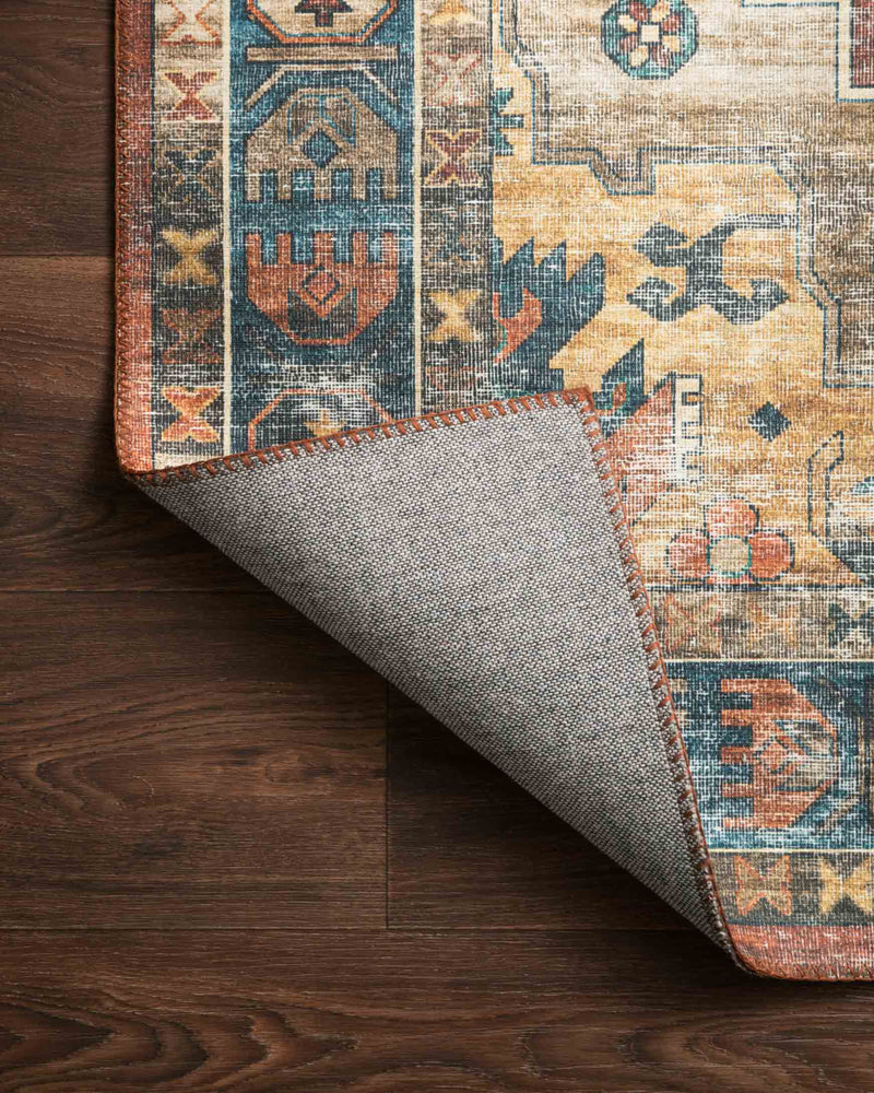 SKYE Collection Rug  in  RUST / BLUE Rust Accent Power-Loomed Polyester