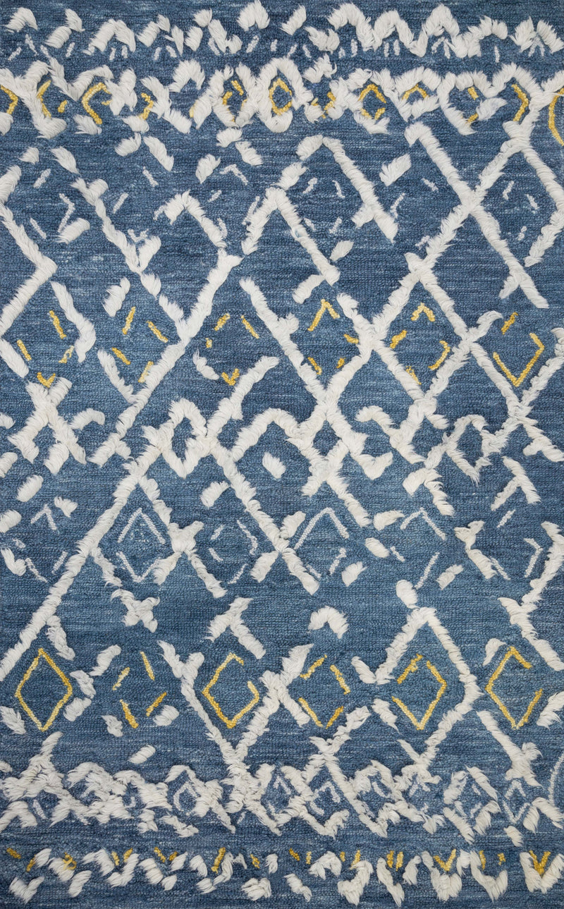 SYMBOLOGY Collection Wool Rug  in  DENIM / DOVE Blue Runner Hand-Tufted Wool
