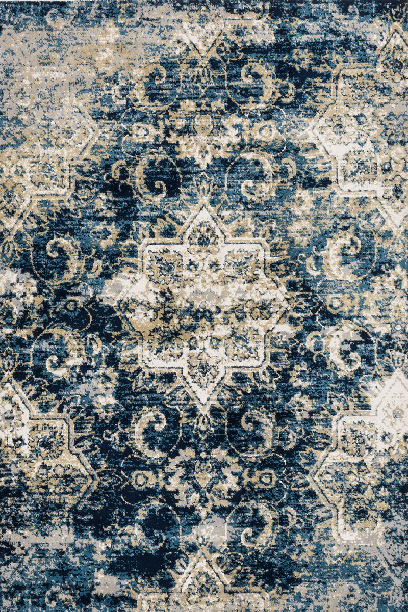 TORRANCE Collection Rug  in  NAVY / IVORY Blue Accent Power-Loomed Cowhide