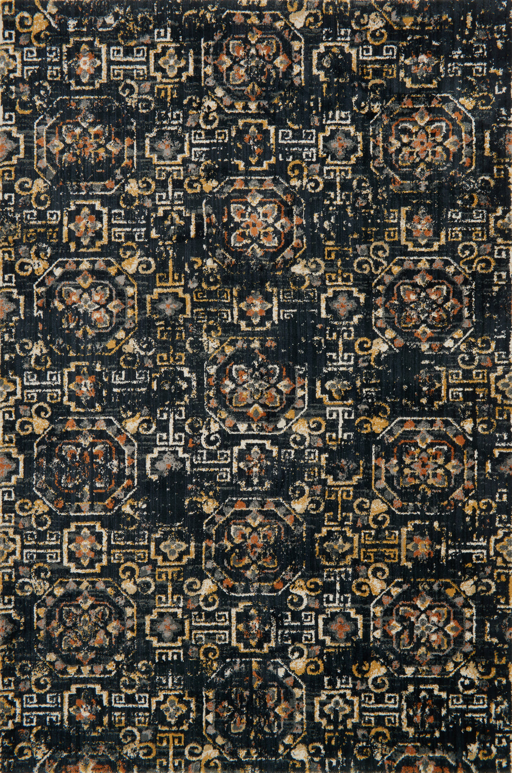 TORRANCE Collection Rug  in  MIDNIGHT Blue Accent Power-Loomed Cowhide