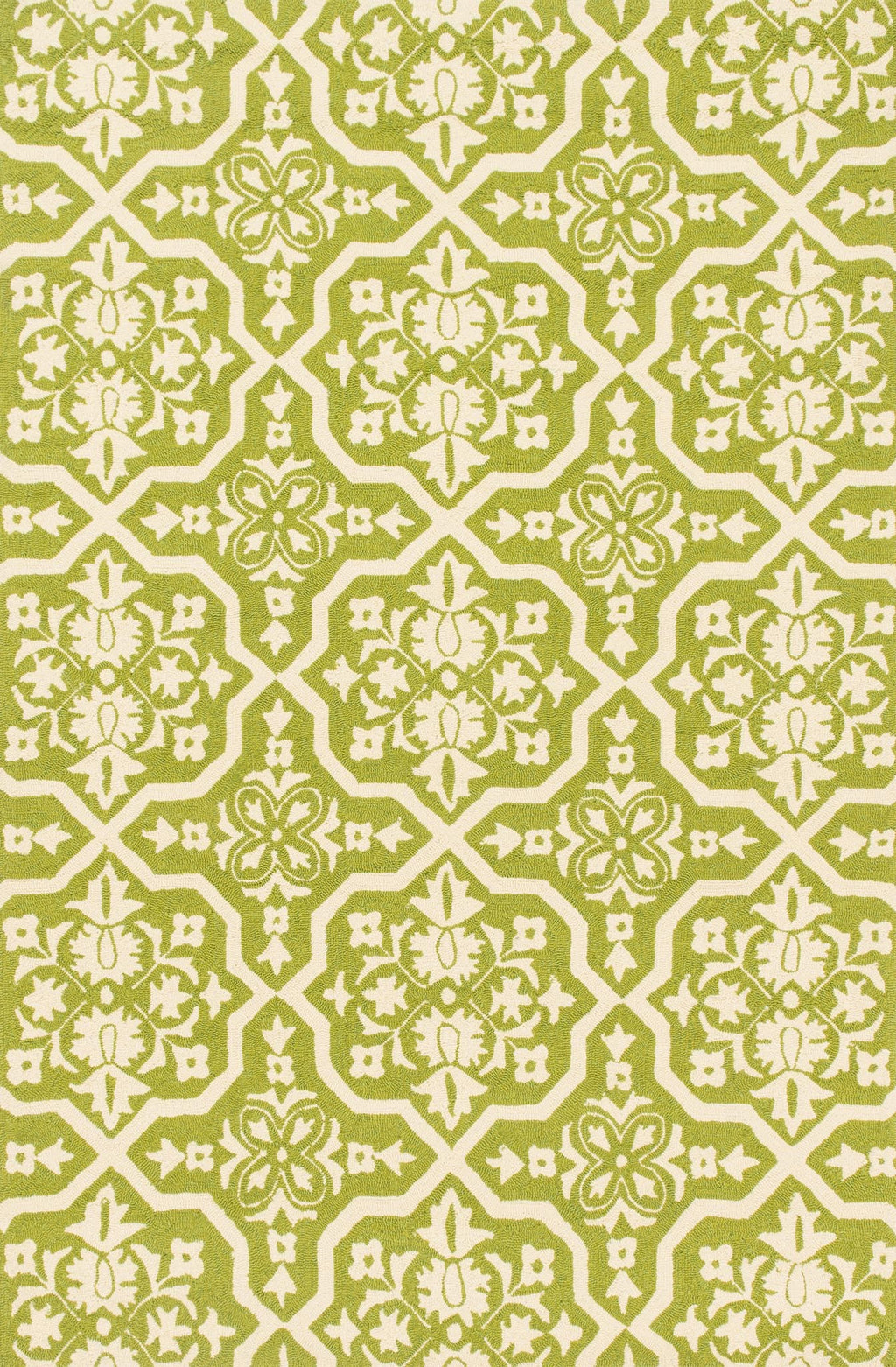 VENICE BEACH Collection Rug  in  PERIDOT / IVORY Green Small Hand-Hooked Polypropylene