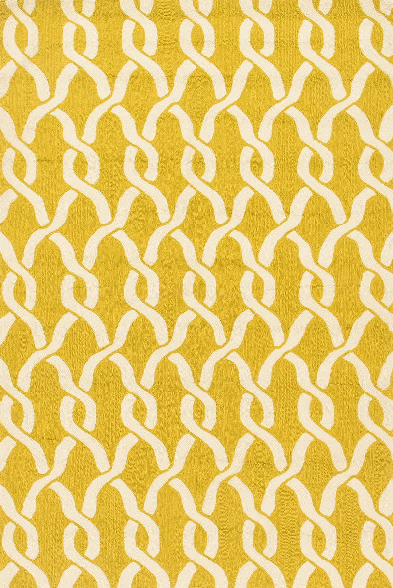 VENICE BEACH Collection Rug  in  GOLDENROD / IVORY Yellow Small Hand-Hooked Polypropylene