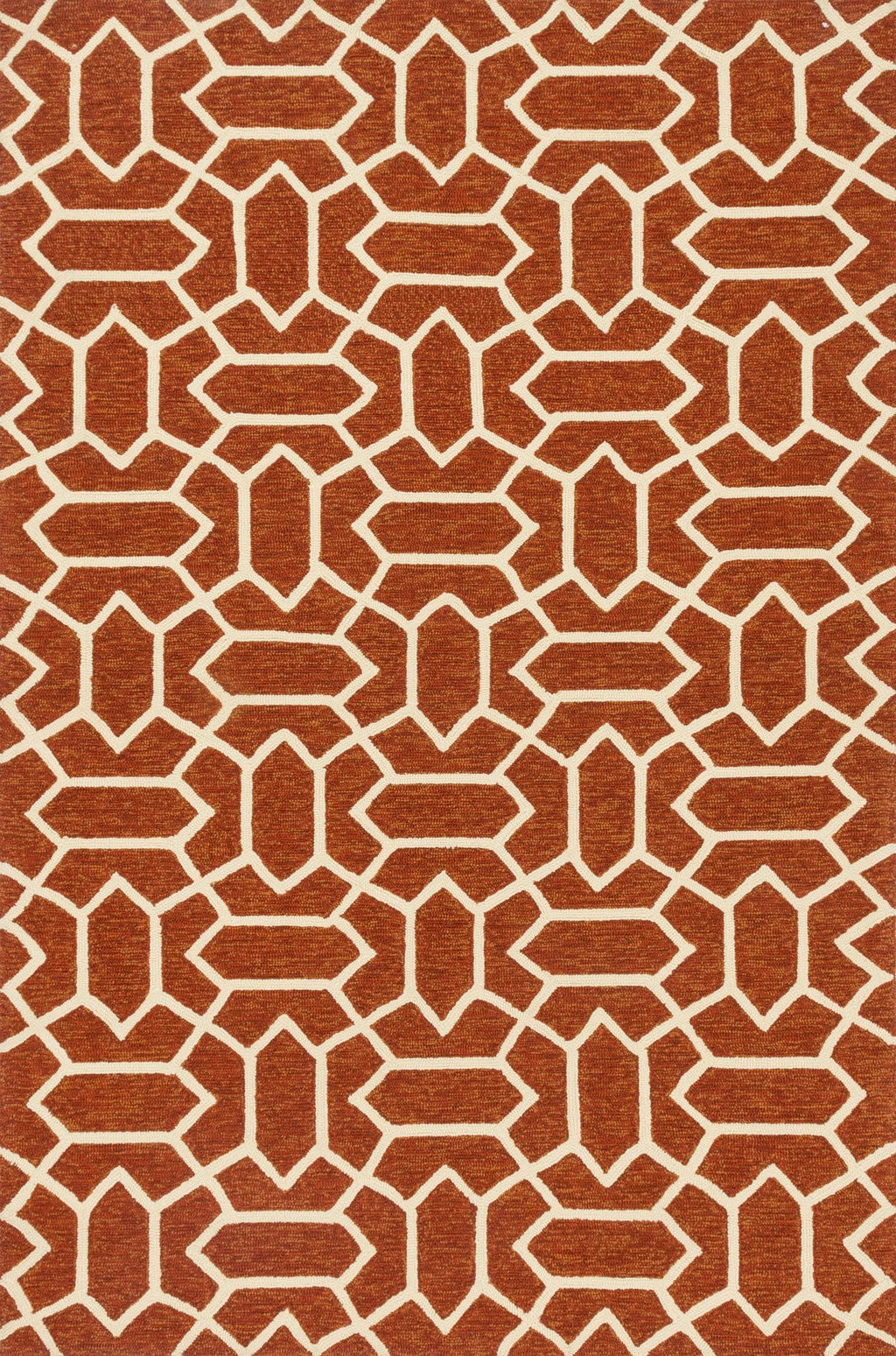VENICE BEACH Collection Rug  in  RUST / IVORY Rust Small Hand-Hooked Polypropylene