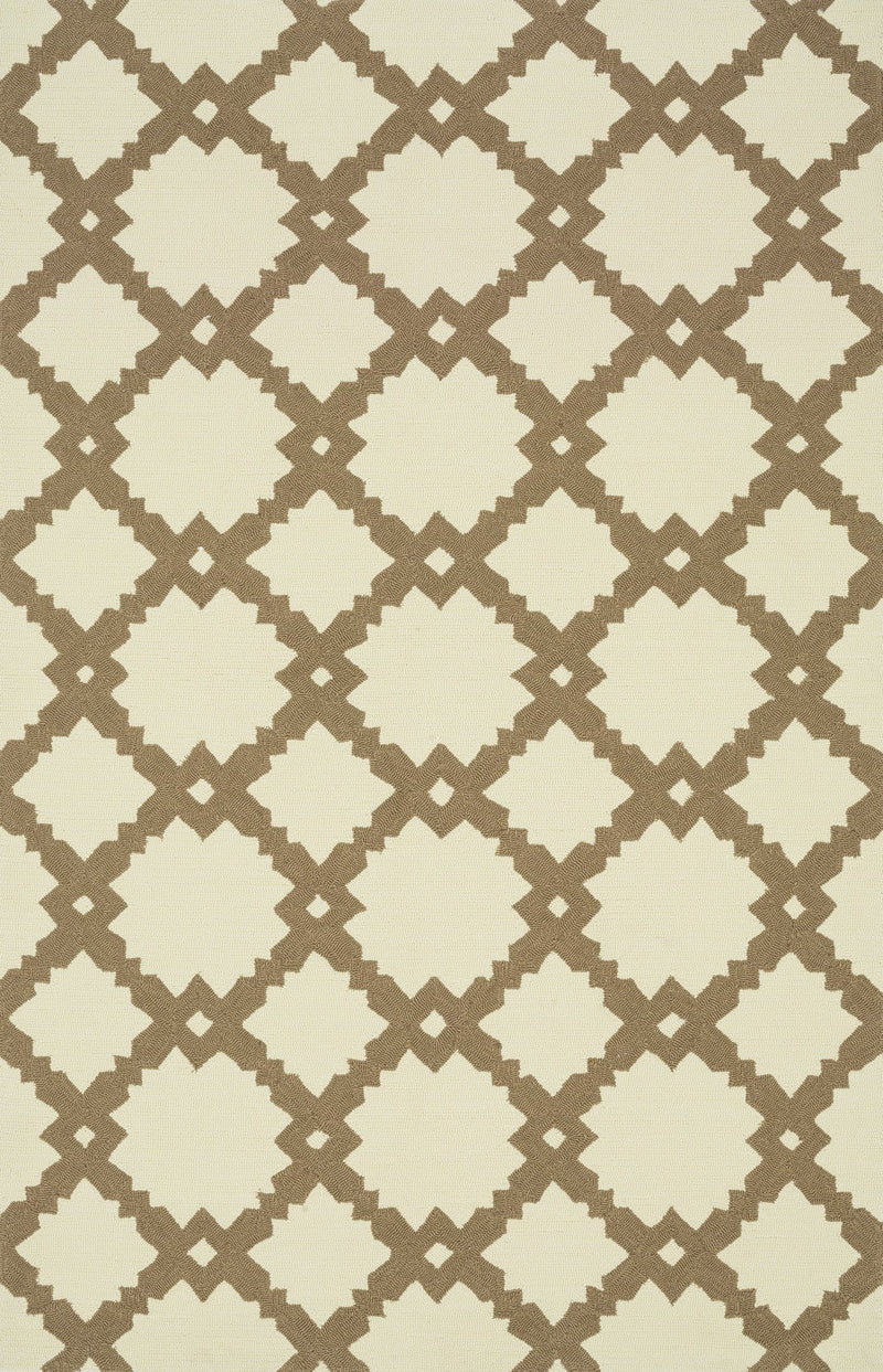 VENICE BEACH Collection Rug  in  IVORY / TAUPE Ivory Small Hand-Hooked Polypropylene