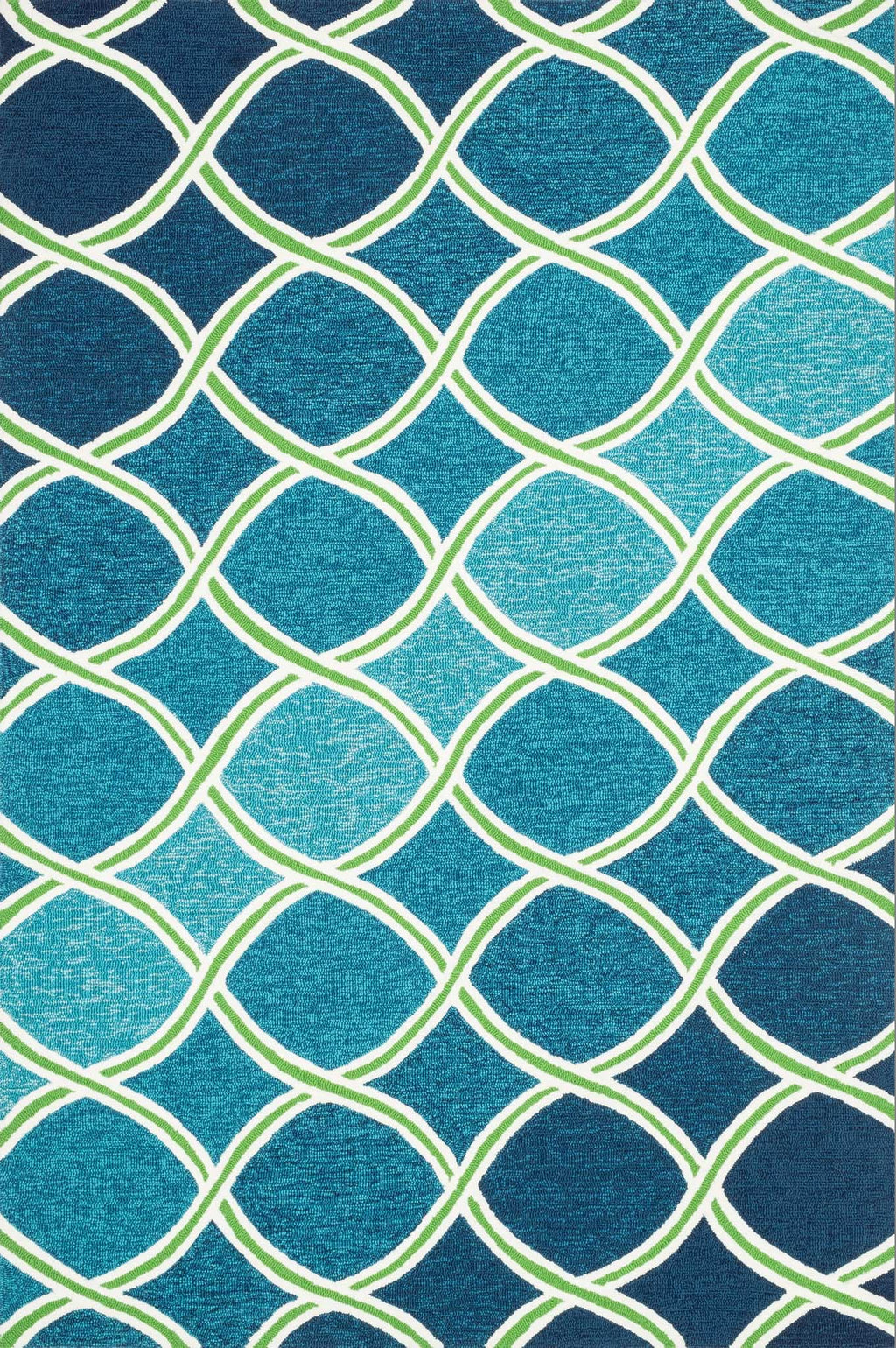 VENICE BEACH Collection Rug  in  BLUE / GREEN Blue Small Hand-Hooked Polypropylene