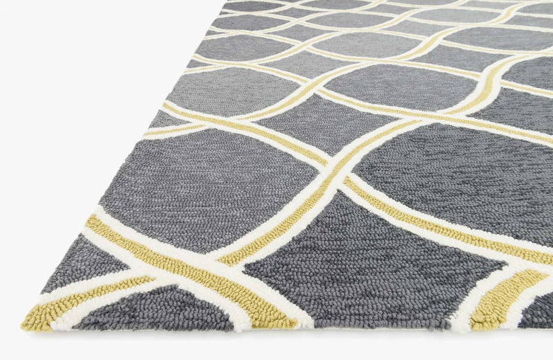 VENICE BEACH Collection Rug in CHARCOAL / LIME