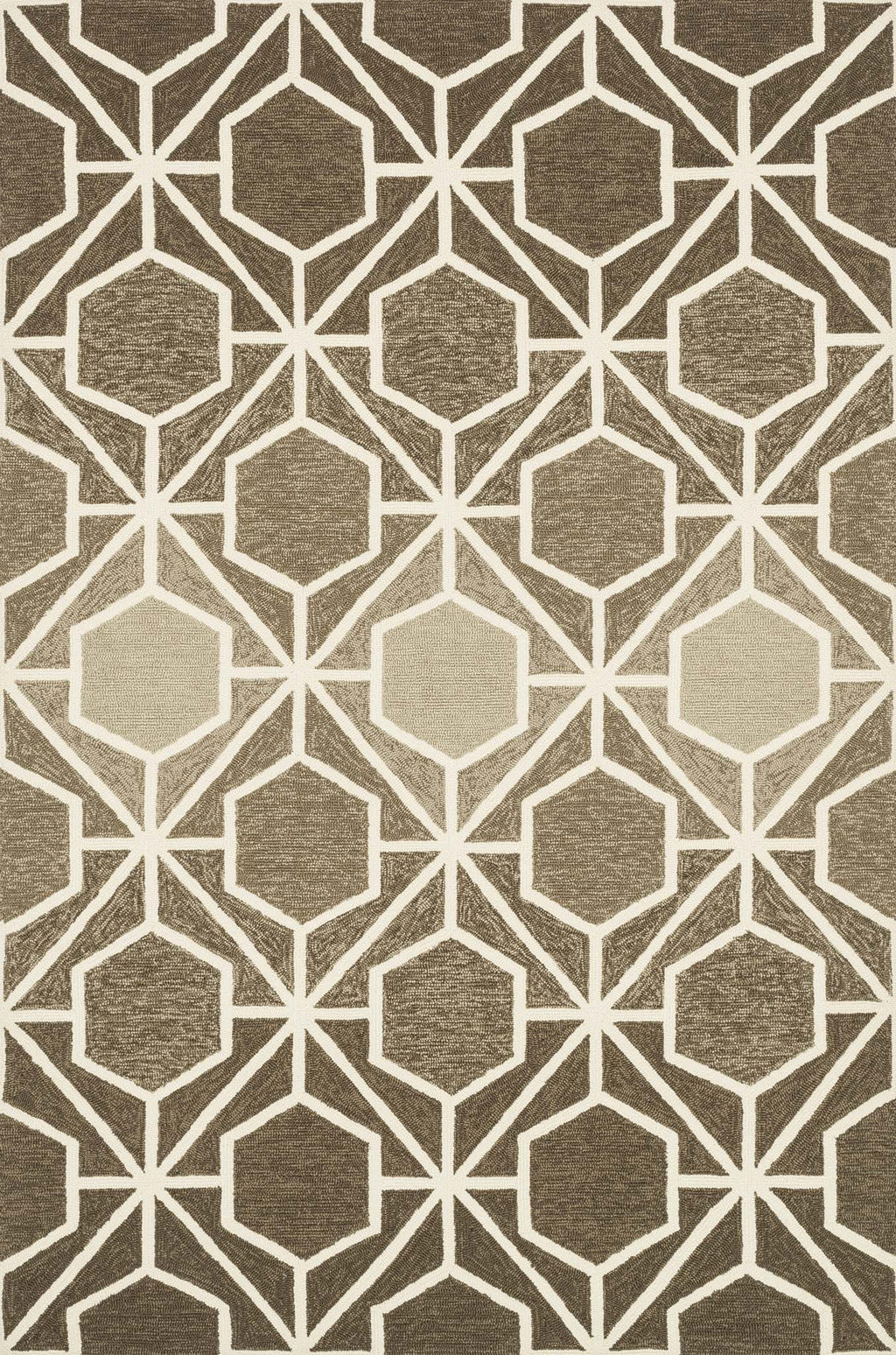 VENICE BEACH Collection Rug  in  BROWN / BEIGE Brown Small Hand-Hooked Polypropylene