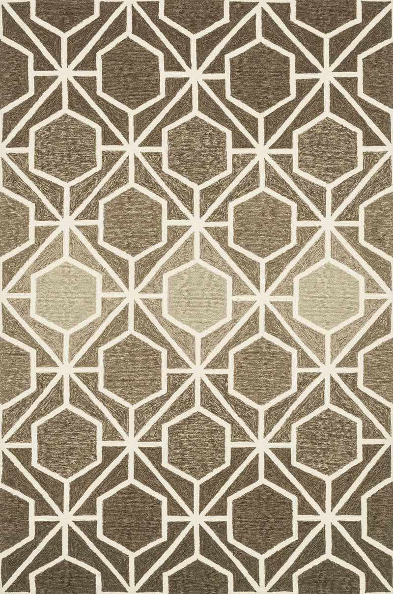 VENICE BEACH Collection Rug  in  BROWN / BEIGE Brown Small Hand-Hooked Polypropylene