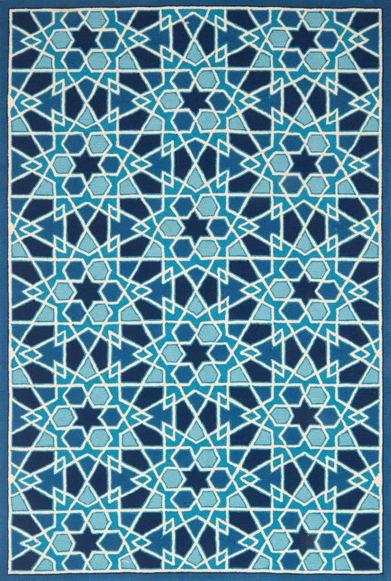 VENICE BEACH Collection Rug  in  LIGHT BLUE / NAVY Blue Small Hand-Hooked Polypropylene