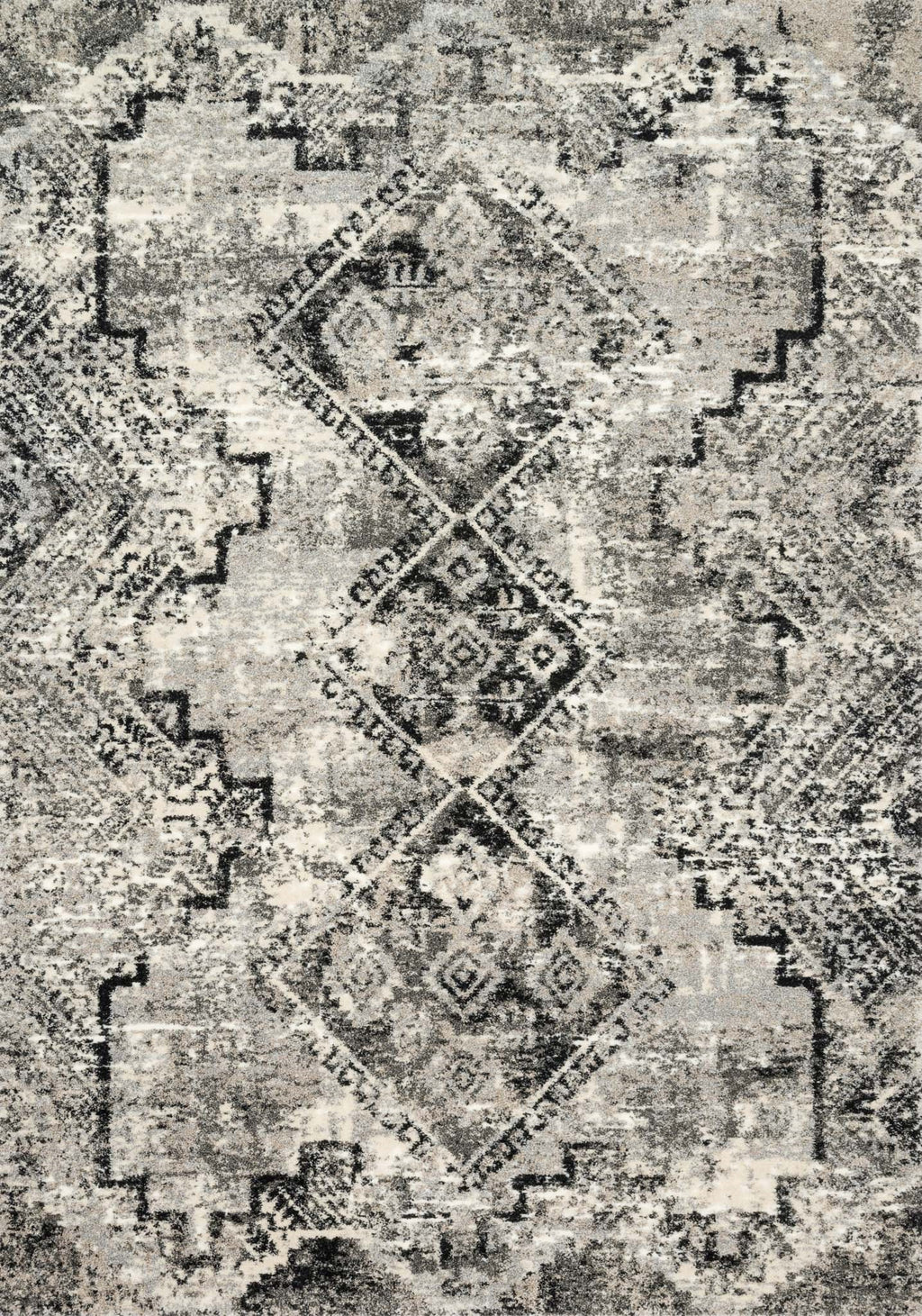 VIERA Collection Rug  in  GREY / BLACK Gray Runner Power-Loomed Polypropylene