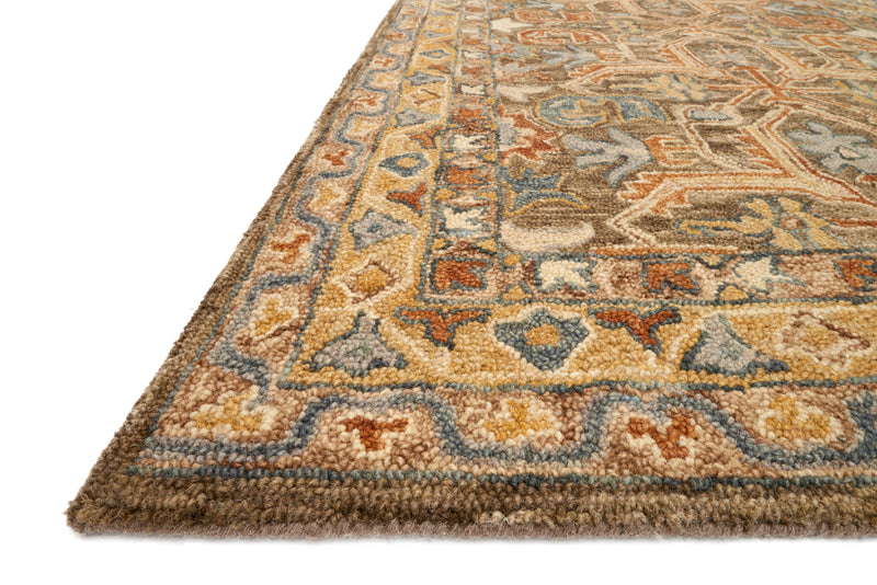 VICTORIA Collection Wool Rug  in  WALNUT / MULTI Brown Accent Hand-Hooked Wool