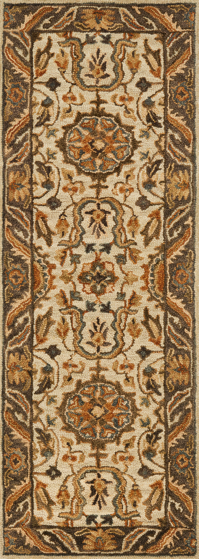 VICTORIA Collection Wool Rug  in  IVORY / DK TAUPE Ivory Accent Hand-Hooked Wool