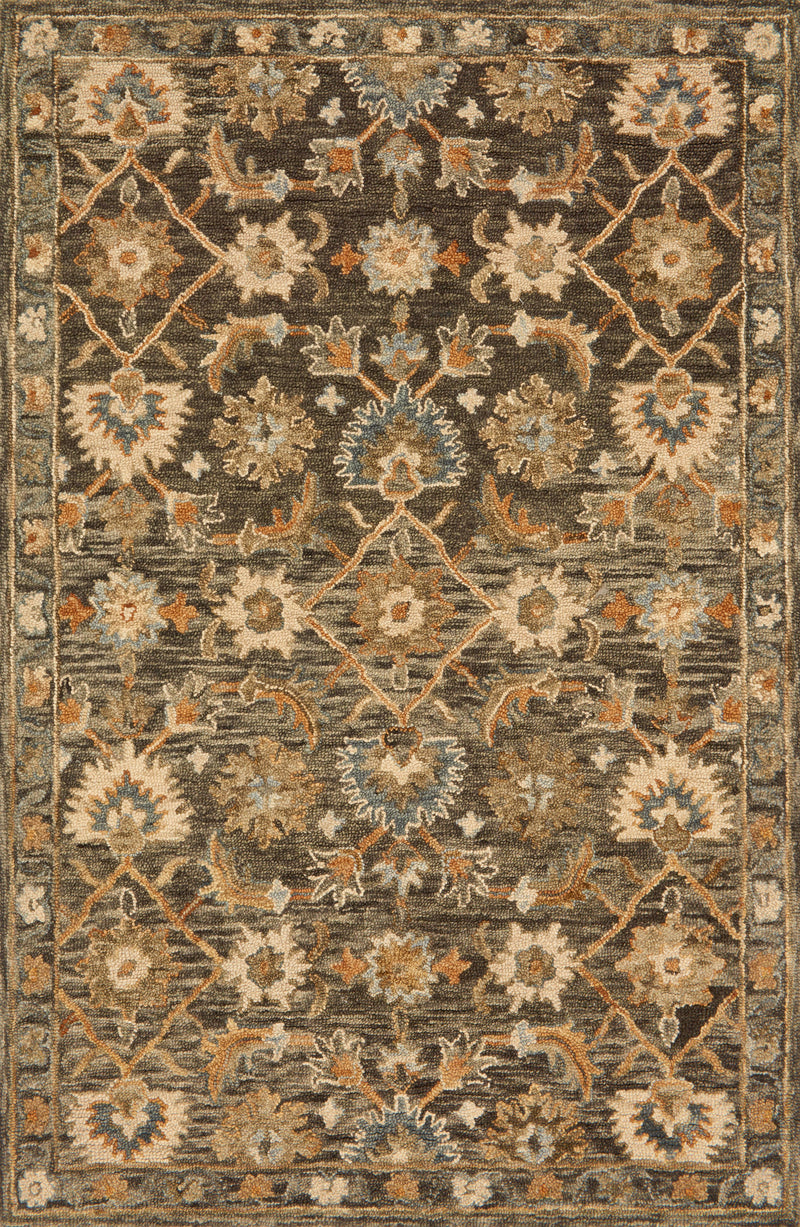 VICTORIA Collection Wool Rug  in  DK TAUPE / MULTI Brown Accent Hand-Hooked Wool