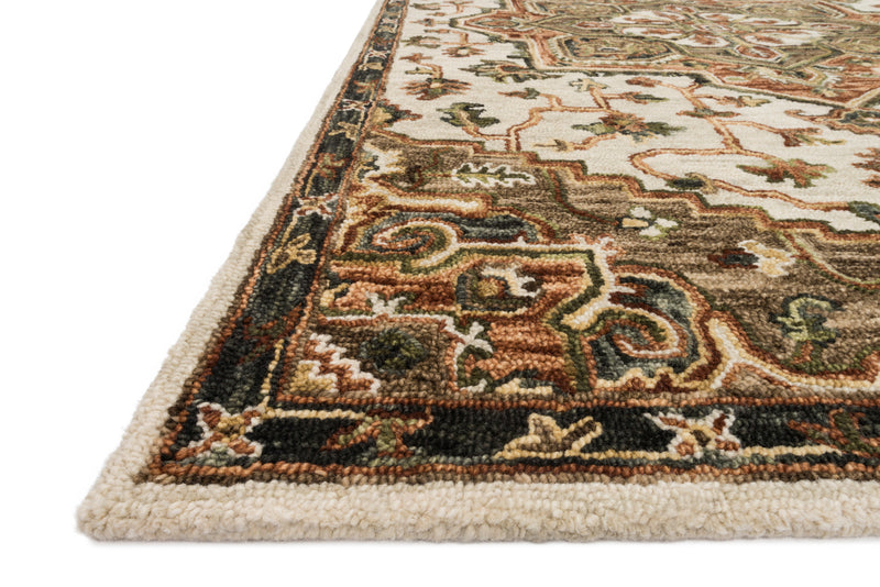VICTORIA Collection Wool Rug  in  IVORY / TOBACCO Ivory Accent Hand-Hooked Wool