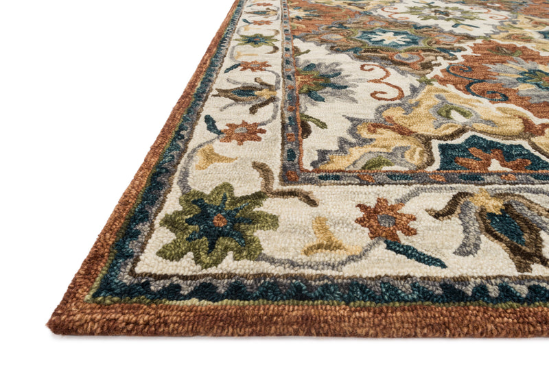 VICTORIA Collection Wool Rug  in  MULTI / IVORY Multi Accent Hand-Hooked Wool