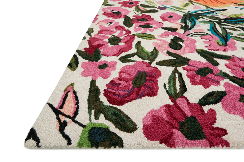 WILD BLOOM Collection Wool Rug  in  IVORY / MULTI Ivory Small Hand-Hooked Wool