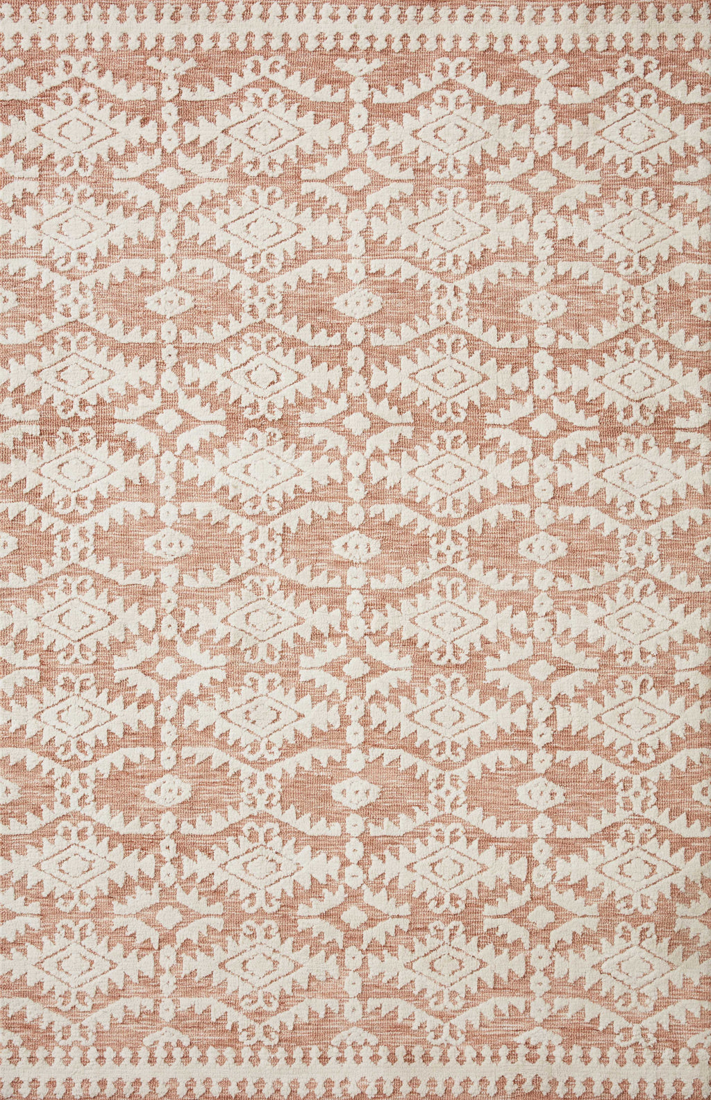 YESHAIA Collection Rug  in  TERRACOTTA / IVORY Orange Accent Power-Loomed Polyester