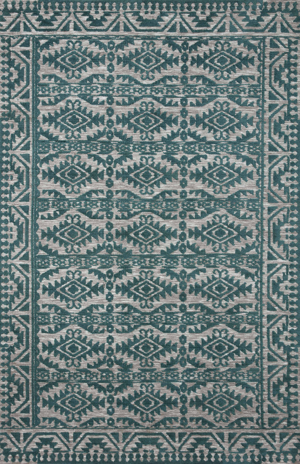 YESHAIA Collection Rug  in  TEAL / DOVE Blue Accent Power-Loomed Polyester