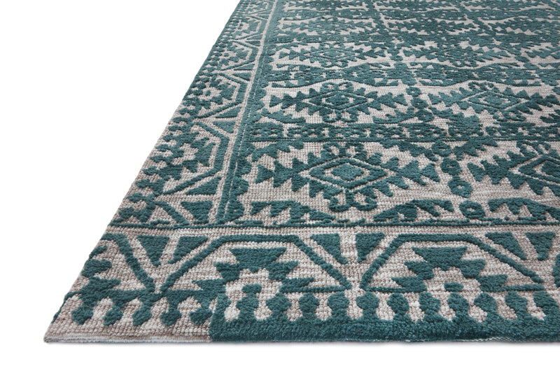 YESHAIA Collection Rug  in  TEAL / DOVE Blue Accent Power-Loomed Polyester