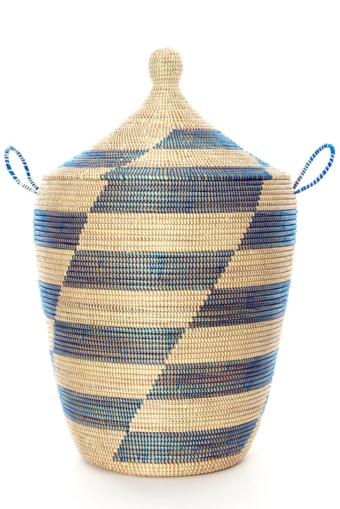 Blue & Cream Mixed Hamper Baskets (Set of Three)