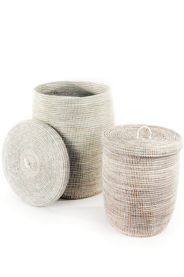 White & Brown ZigZag Nesting Baskets (Set of Three)